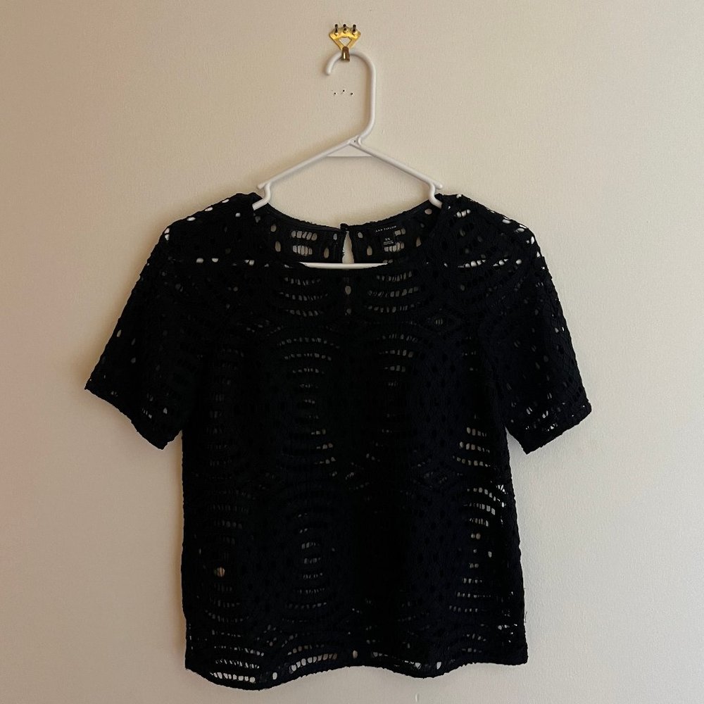 Navy Blue Lace Cut Out Top
